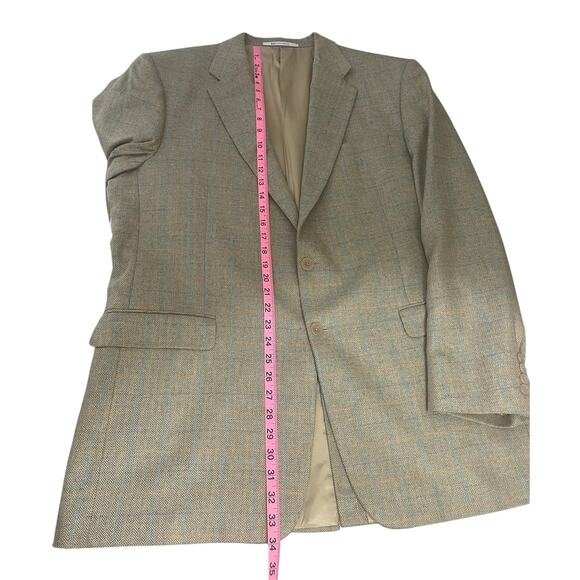 Hickey Freeman Ltd 100% Silk Plaid Chevron Two Button Sport Coat Men's 44 Long - Picture 14 of 15